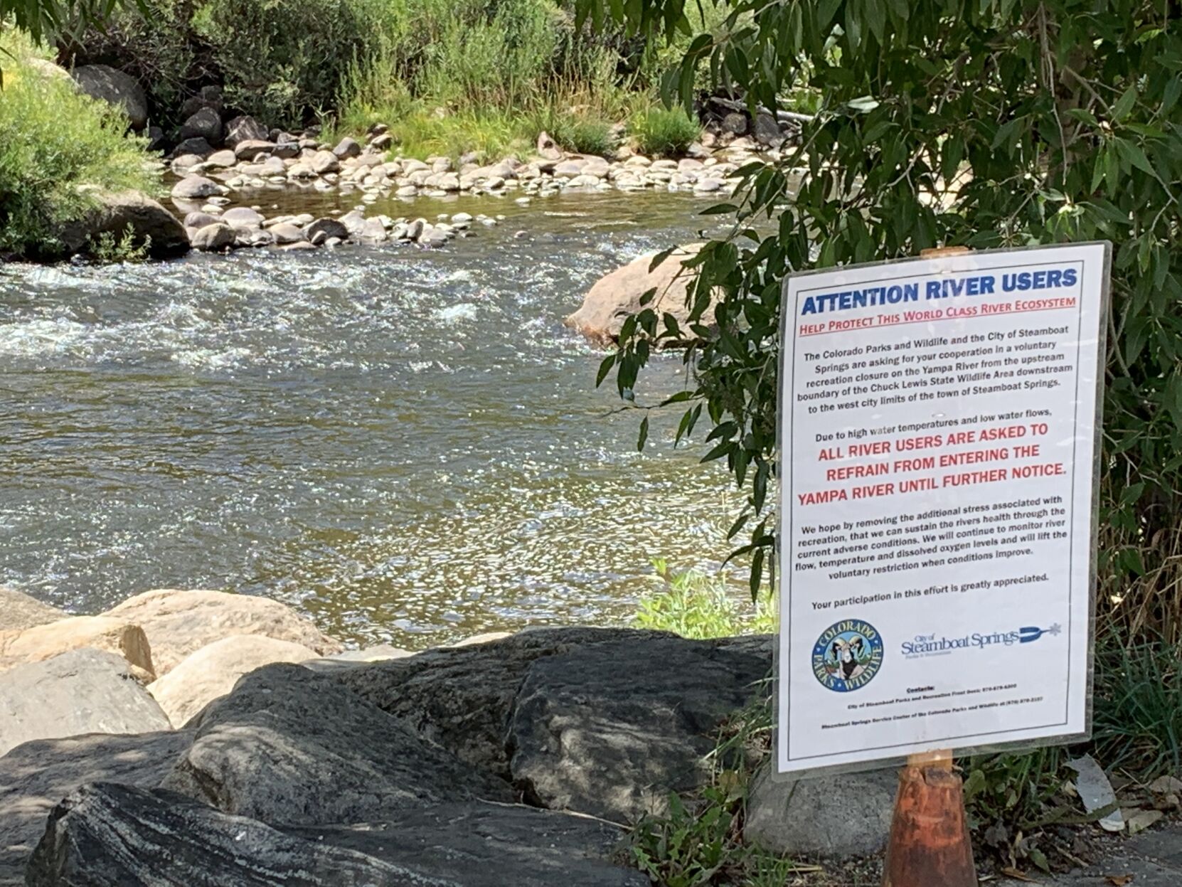 river closure Yampa Steamboat